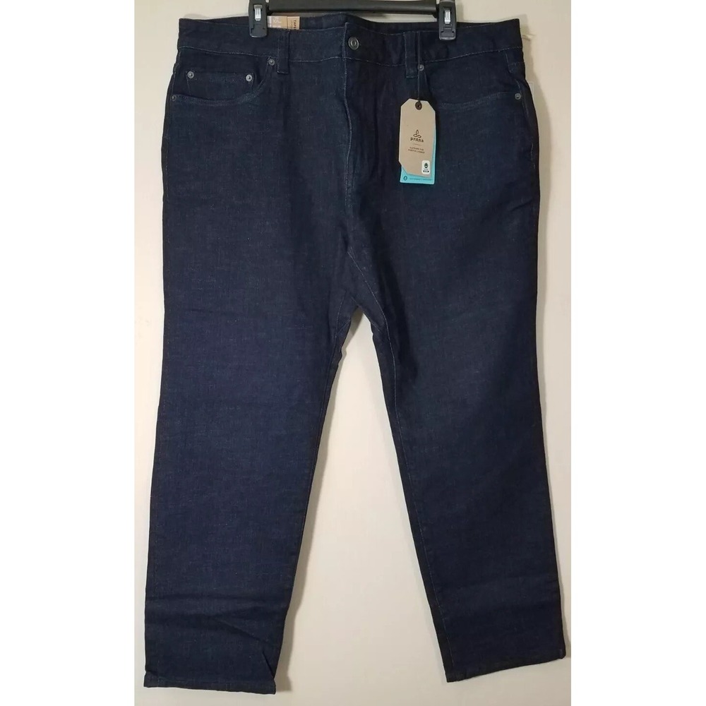 Prana Hillgard Slim Jeans Men‎ 40x30 Tapered Denim Organic Rinse Wash NEW